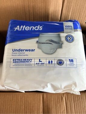 2 packs of Underwear Extra Heavy Absorbency - Large, White (18 Count ea pack)